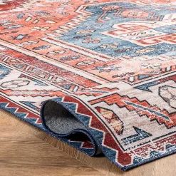 Orange Faded Medallion Washable Runner