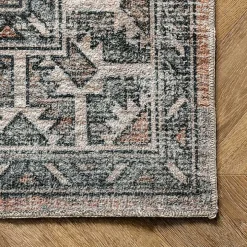 Orange Global Pattern Washable Area Rug, 5x8