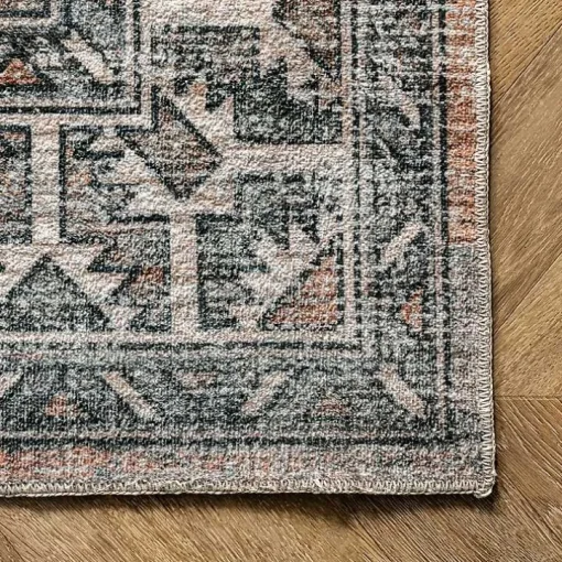 Orange Global Pattern Washable Area Rug, 5x8