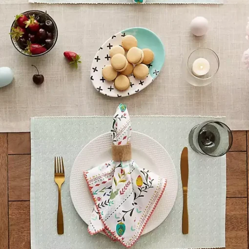 Pastel Misty Blue Dobby Placemats, Set of 6
