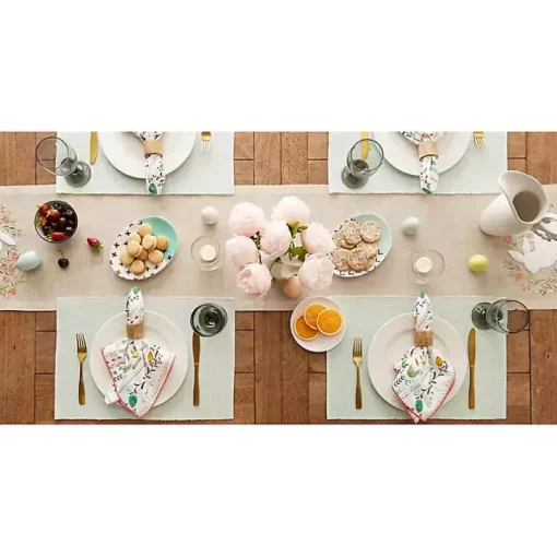 Pastel Misty Blue Dobby Placemats, Set of 6