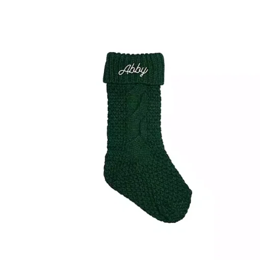 Personalized Green Cursive Embroidered Stocking