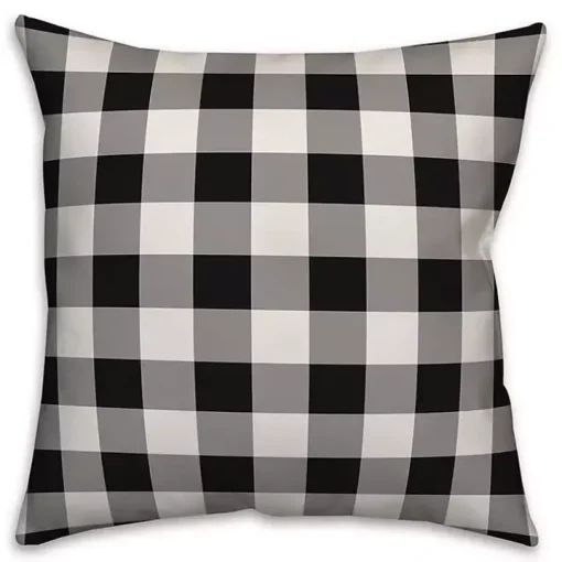 Personalized Monogram Buffalo Check Wreath Pillow