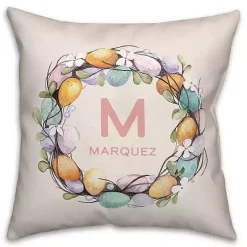 Personalized Monogram Egg Wreath Pillow