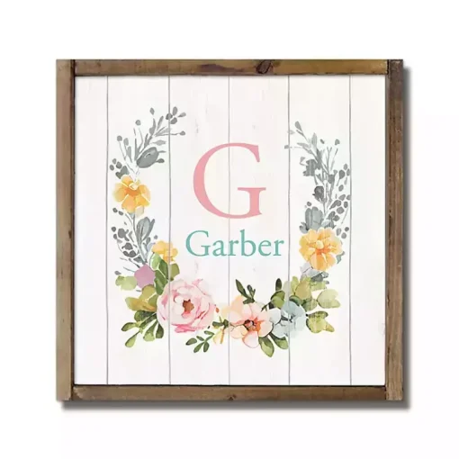 Personalized Monogram Floral Wood Wall Plaque