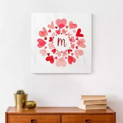 Personalized Monogram Hearts Canvas Wall Plaque