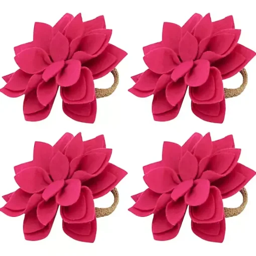Pink Blossom Napkin Rings, Set of 4