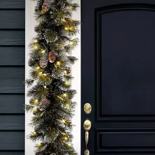 Pre-Lit Glittery Pine Christmas Garland, 9 ft.