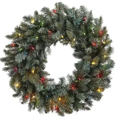 Pre-Lit Multicolored Pine Branch Wreath