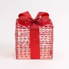 Pre-Lit Red Iridescent Christmas Gift Box, 8 in.