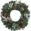 Pre-Lit Silver Leaf and Pine Wreath