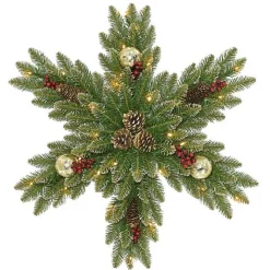 Pre-Lit Snow Sprinkled Christmas Snowflake Wreath