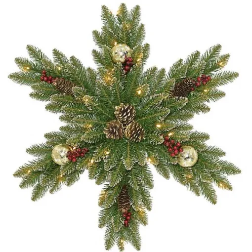 Pre-Lit Snow Sprinkled Christmas Snowflake Wreath