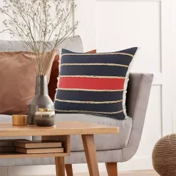 Red & Navy Nautical Rope Throw Pillow, 24x24