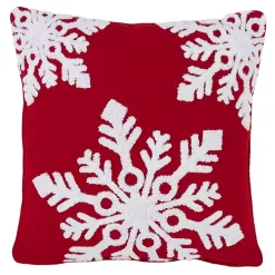 Red Background White Snowflakes Christmas Pillow