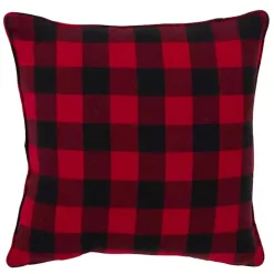 Red Buffalo Check Snowy Snowflake Christmas Pillow