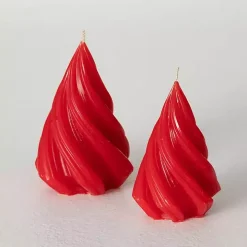 Red Christmas Tree Kitira Candles, Set of 2