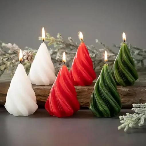 Red Christmas Tree Kitira Candles, Set of 2