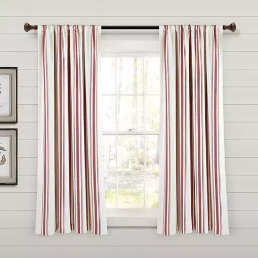 Red Farmhouse Stripe Curtain Panels, Set of 2