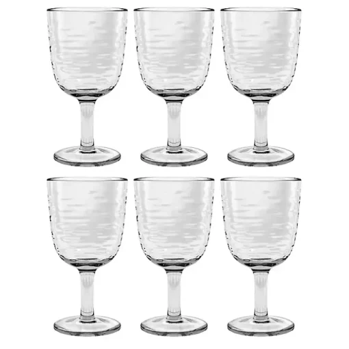 Ripple Clear Shatterproof Goblet Glasses, Set of 6