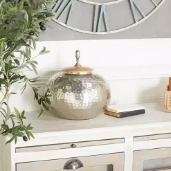 Round Silver Jar with Mango Wood Lid