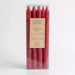 Rustic Red Taper Candles, Set of 8