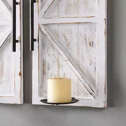Rustic White Barn Door Sconces, Set of 2