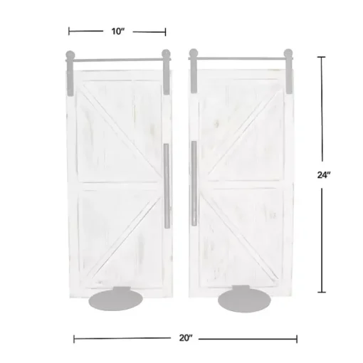 Rustic White Barn Door Sconces, Set of 2