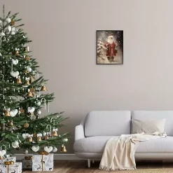 Santa in Snowy Night Framed Art Print