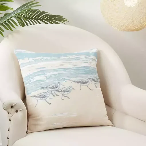 Seaside Sand Pipers Throw Pillow