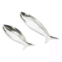 Silver Aluminum Metallic Fish Trays, Set of 2