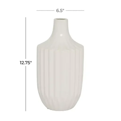 Slender Curtain Ribbed Vase, 13 in.