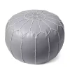 Smoke Moroccan Leather Pouf