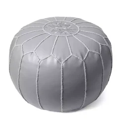 Smoke Moroccan Leather Pouf