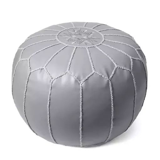 Smoke Moroccan Leather Pouf