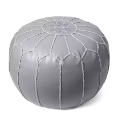 Smoke Moroccan Leather Pouf