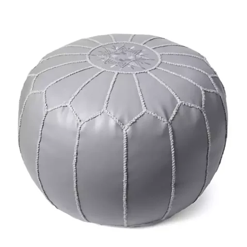 Smoke Moroccan Leather Pouf