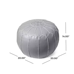 Smoke Moroccan Leather Pouf