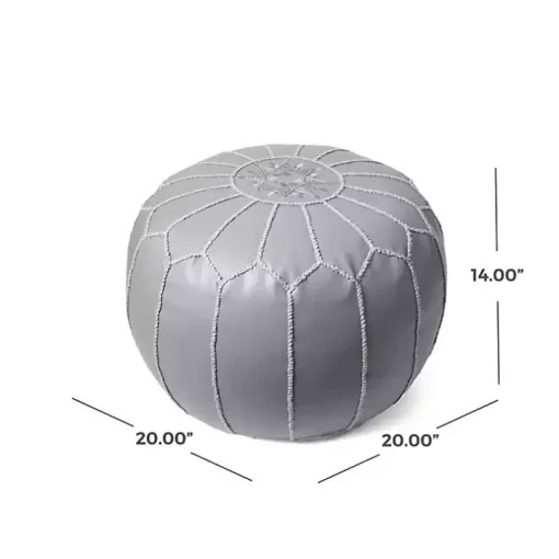 Smoke Moroccan Leather Pouf