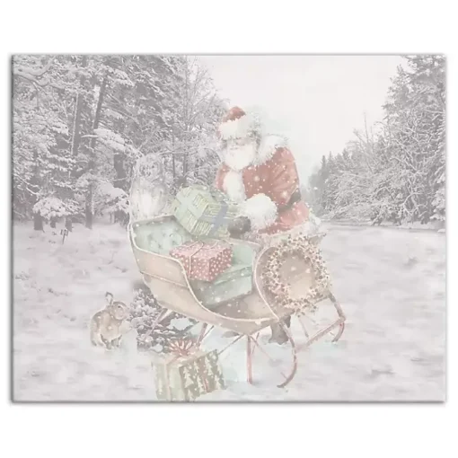 Snowy Sleigh Christmas Canvas Art Print