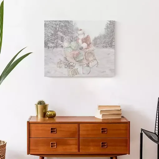 Snowy Sleigh Christmas Canvas Art Print