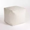 Square Ivory Boucle Pouf