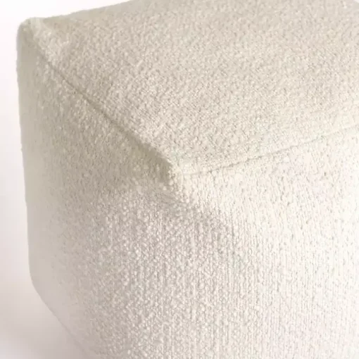 Square Ivory Boucle Pouf