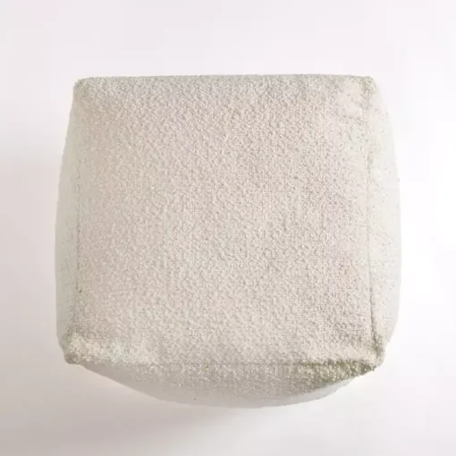 Square Ivory Boucle Pouf