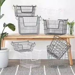 Stackable Black Wire Kitchen Basket, 8 in.