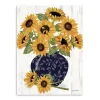 Sunflowers in Blue Vase Canvas Art Print