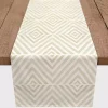 Tan and White Diamond Table Runner, 90 in.