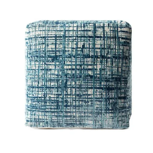 Teal Distressed Geo Ultra-Soft Pouf