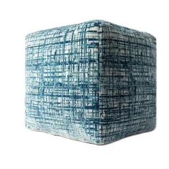 Teal Distressed Geo Ultra-Soft Pouf