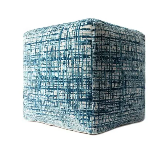 Teal Distressed Geo Ultra-Soft Pouf